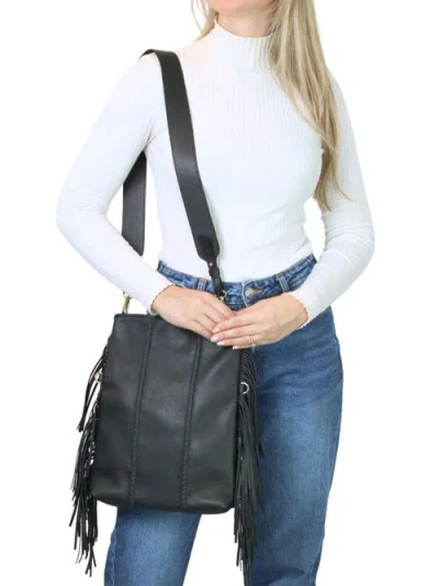 Carlos Falchi Mini Fringe Suede Foldover Crossbody Clutch