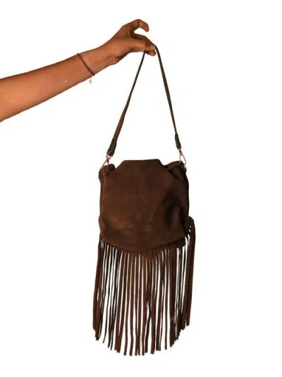 Carlos Falchi Full Size Fringe Suede Butterfly Crossbody Bag In Brown