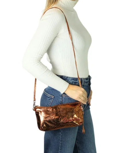 Carlos Falchi Vegan Python Large Tote With Convertible Pouch In Burgundy