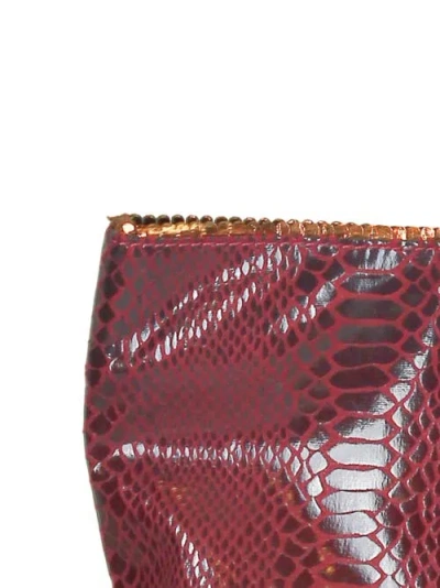 Carlos Falchi Vegan Python Large Tote With Convertible Pouch In Burgundy
