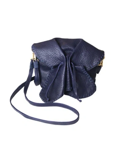 Carlos Falchi Full Size Convertible Butterfly Lambskin Crossbody Bag In Blue
