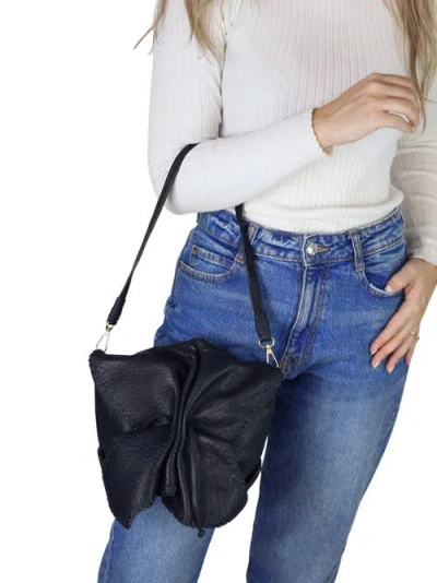 Carlos Falchi Full Size Convertible Butterfly Lambskin Crossbody Bag In Blue