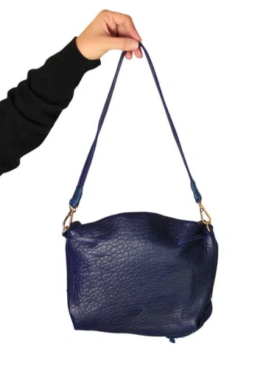 Carlos Falchi Full Size Convertible Butterfly Lambskin Crossbody Bag In Blue