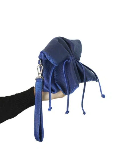 Carlos Falchi Mini Butterfly Lambskin Convertible Crossbody Bag In Blue