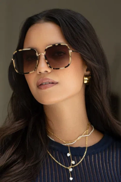 Freyrs Eyewear Cosmo Square Oversized Sunglasses In Gold