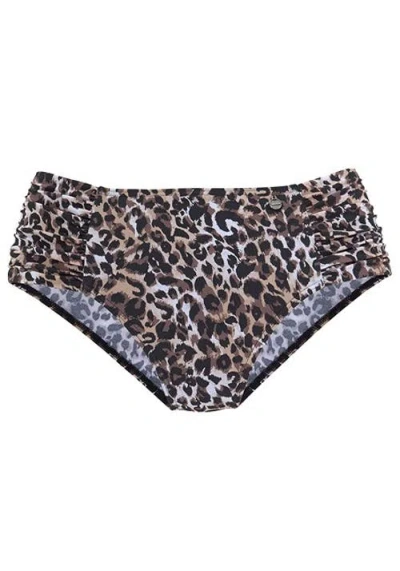 Lascana Print Mid Rise Bikini Bottom In Brown