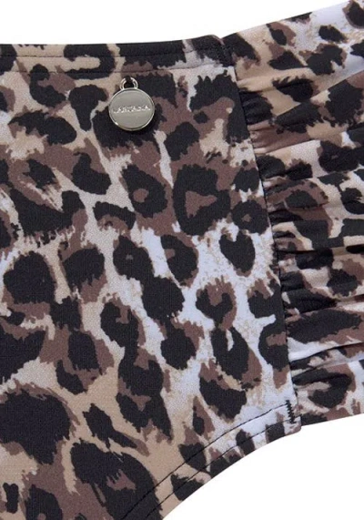 Lascana Print Mid Rise Bikini Bottom In Brown