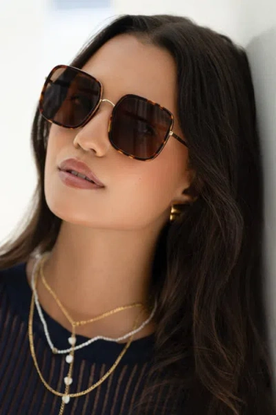 Freyrs Eyewear Cosmo Square Oversized Sunglasses In Brown