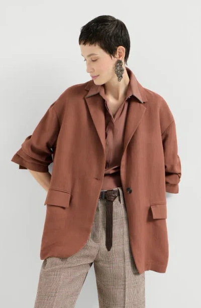 Brunello Cucinelli Monili-embellishment Blazer In Brown