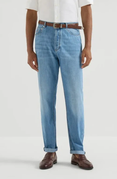 Brunello Cucinelli Five-pocket Button-fastening Jeans In Blue