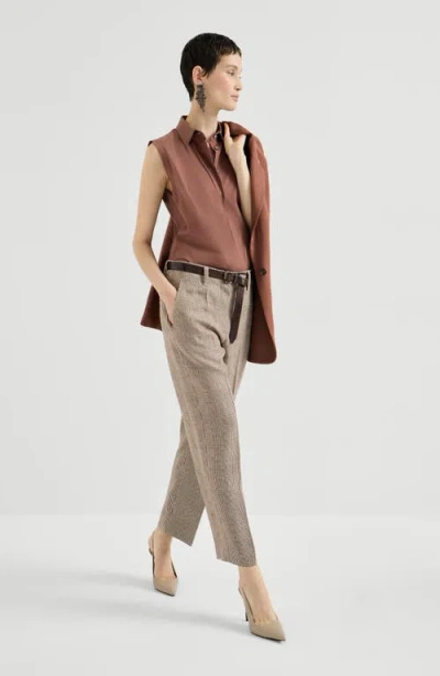 Brunello Cucinelli Square Cigarette Trousers In Brown