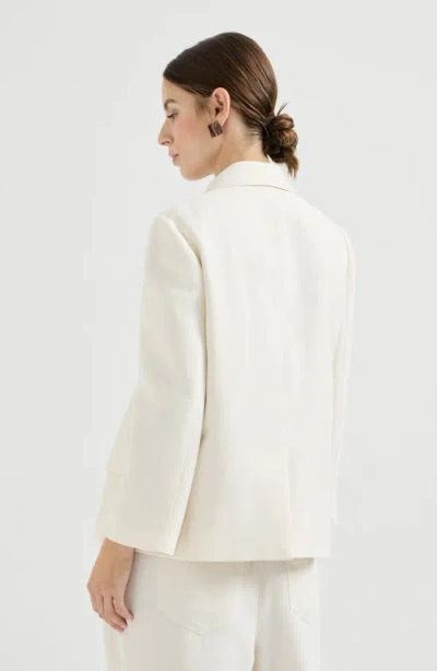 Brunello Cucinelli Women White Blazer With Classic Lapels And Front Patch Pockets In Twill Woman In Neutral