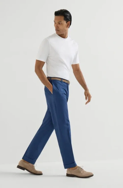 Brunello Cucinelli Comfort Gabardine Trousers In Blue