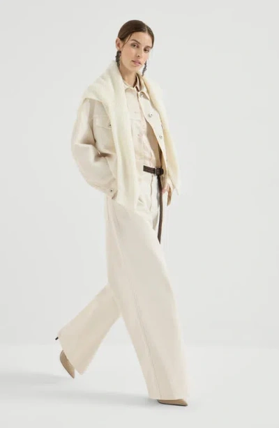 Brunello Cucinelli Monili-loop-detail Trousers In White