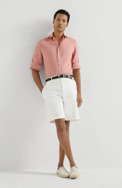 Brunello Cucinelli Garment-dyed Cotton Bermuda Shorts In White