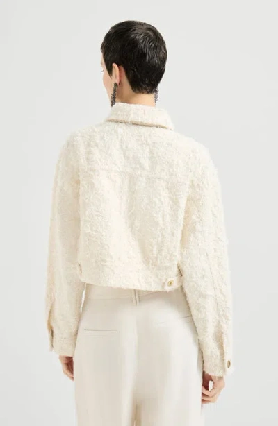 Brunello Cucinelli Fuzzy Denim Outerwear Jacket In Neutral