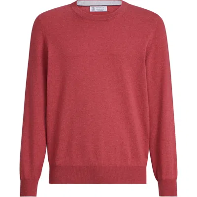 Brunello Cucinelli Ribbed Crew-neck Sweater In Red