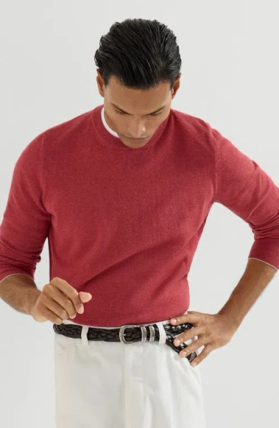 Brunello Cucinelli Ribbed Crew-neck Sweater In Red