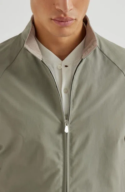 Brunello Cucinelli Water-resistant Gabardine Outerwear Jacket In Green