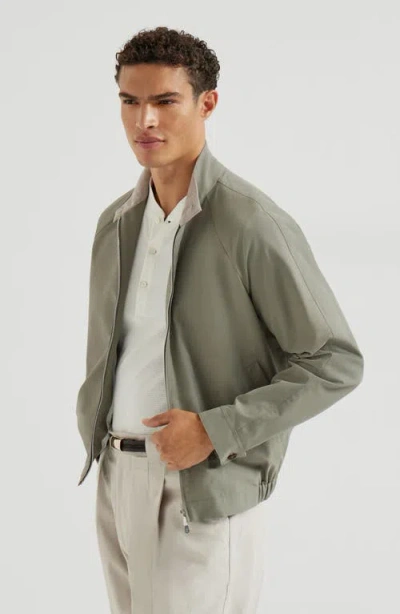 Brunello Cucinelli Water-resistant Gabardine Outerwear Jacket In Green