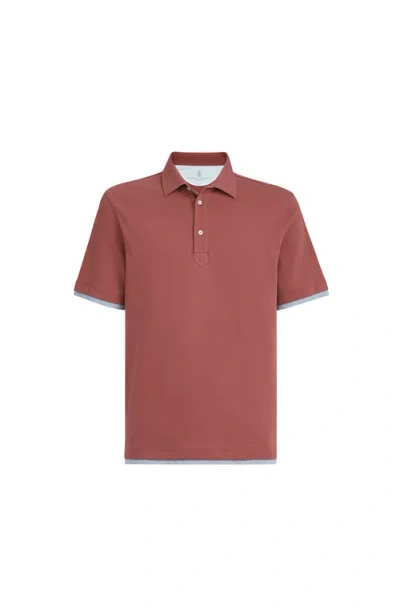 Brunello Cucinelli Short-sleeve Polo Shirt In Orange