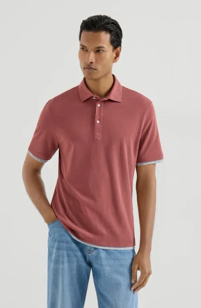 Brunello Cucinelli Short-sleeve Polo Shirt In Orange