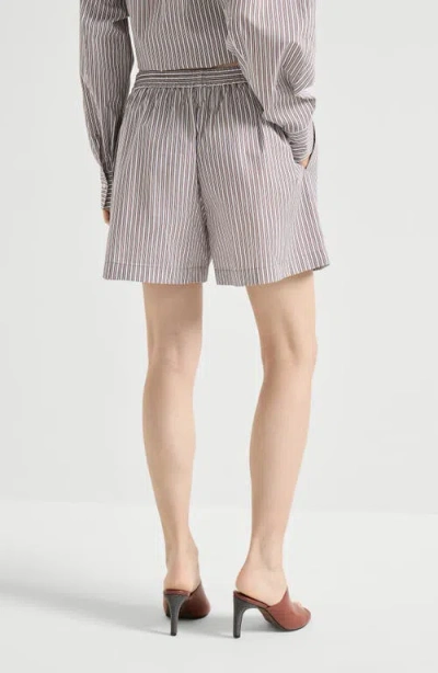 Brunello Cucinelli Pyjama-style Shorts With Monili In Gray