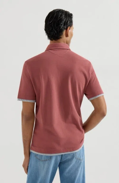 Brunello Cucinelli Short-sleeve Polo Shirt In Orange