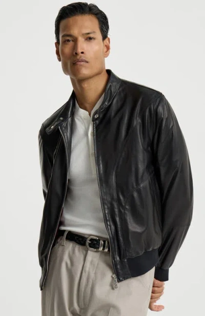 Brunello Cucinelli Men Shiny Nappa Leather Pilot Jacket In Black