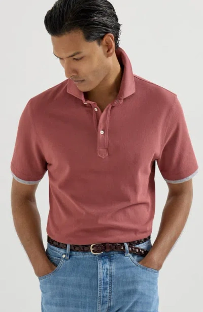 Brunello Cucinelli Short-sleeve Polo Shirt In Orange