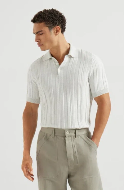 Brunello Cucinelli Button-fastening Short-sleeve Polo Shirt In Gray