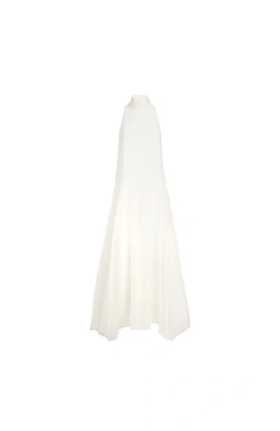 Brunello Cucinelli Crispy Silk Dress With Monili In White