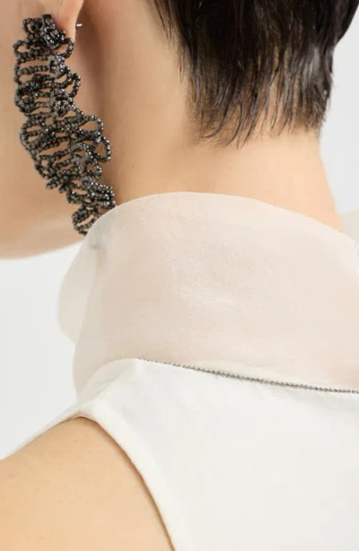 Brunello Cucinelli Crispy Silk Dress With Monili In White