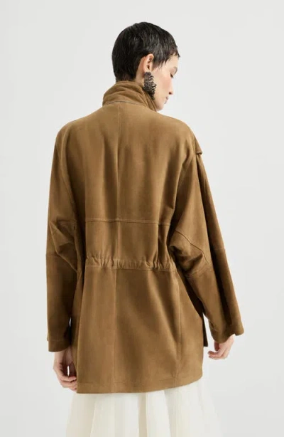 Brunello Cucinelli Couture Suede Safari Jacket In Brown