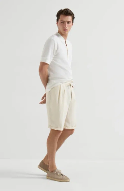 Brunello Cucinelli Gabardine Bermuda Shorts In White