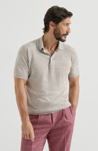 Brunello Cucinelli Short-sleeves Knit Polo Shirt In Gray