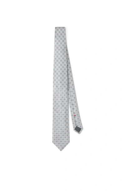 Brunello Cucinelli Geometric-patterned Silk Tie In Gray