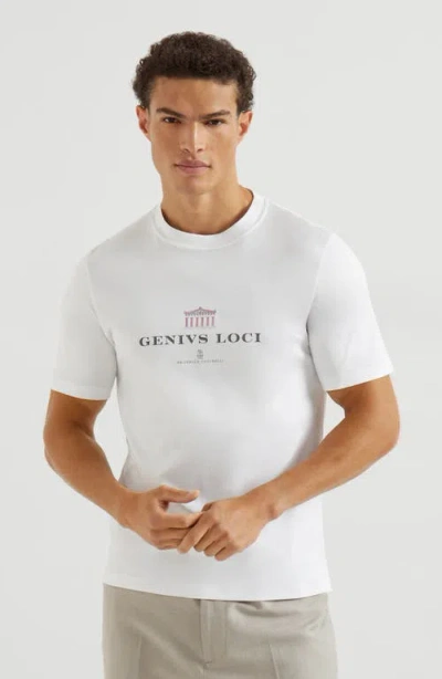 Brunello Cucinelli Men Crew-neck T-shirt With Graphic Print In White