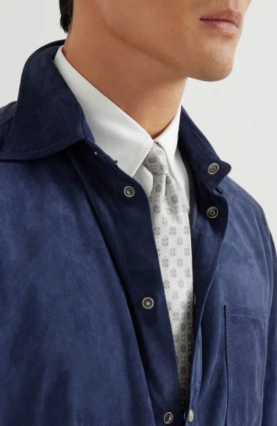 Brunello Cucinelli Geometric-patterned Silk Tie In Gray