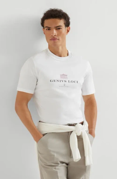 Brunello Cucinelli Men Crew-neck T-shirt With Graphic Print In White