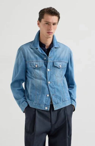 Brunello Cucinelli Denim Four-pocket Jacket In Blue