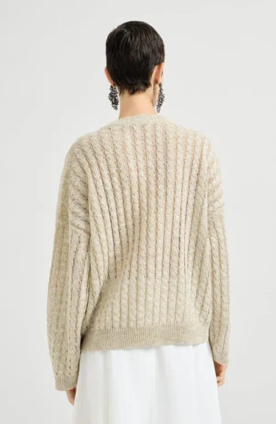 Brunello Cucinelli Dazzling Cable Sweater In Brown