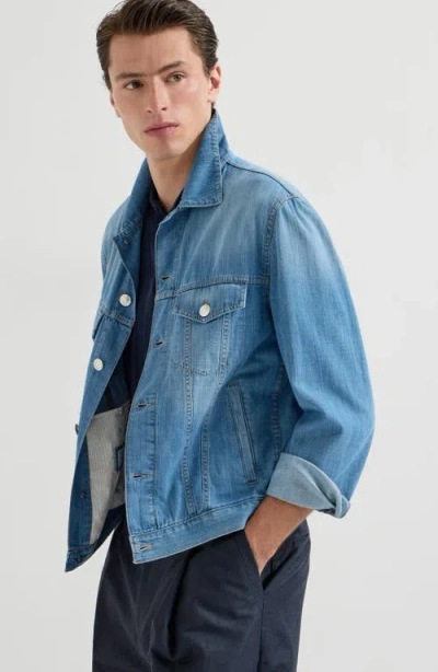 Brunello Cucinelli Denim Four-pocket Jacket In Blue