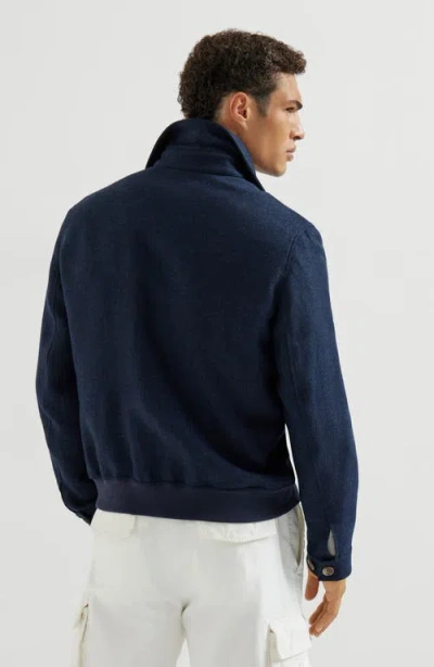 Brunello Cucinelli Button Hopsack Shirt Jacket In Black