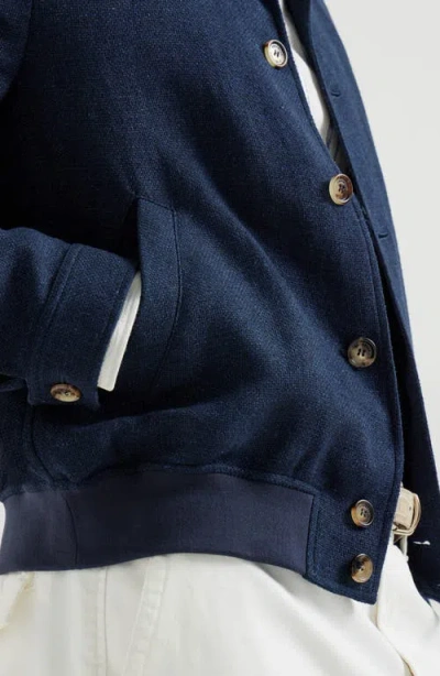 Brunello Cucinelli Button Hopsack Shirt Jacket In Black