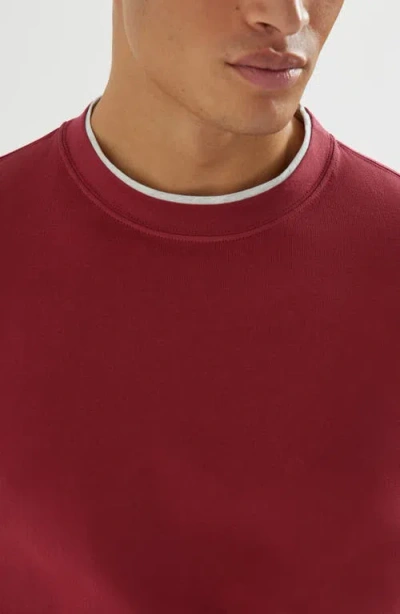 Brunello Cucinelli Coral Cotton Faux Layering T-shirt In Red