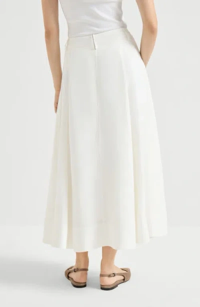 Brunello Cucinelli Twill Sartorial Skirt With Monili In White