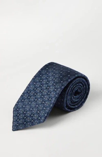 Brunello Cucinelli Silk Tie With Pattern In Blue