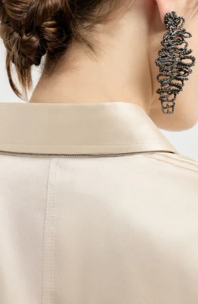 Brunello Cucinelli Stretch Silk Satin Shirt In Neutral