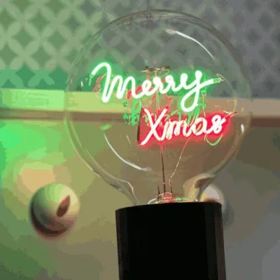 Mitb Merry Xmas Portable Table Lamp In Blue